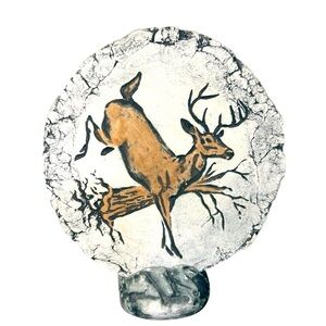 Mt St Helen’s Volcanic Ash Deer Buck Plaque with Stand Home Decor Gorpcore Gift